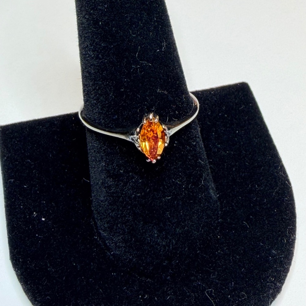 Fragrant Jewels 925 Sterling Silver Orange Marquise Ring Size 7.5 - Picture 2 of 5
